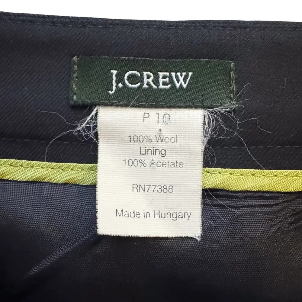 VTG J. Crew 100% Wool Skirt Womens Sz. 10  Black Professional Pencil Academia‎